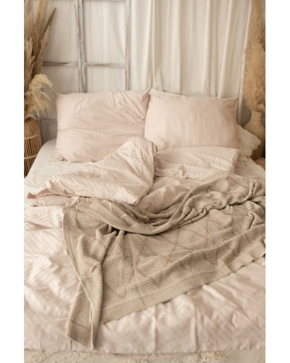 Pościel adamaszek 200x220 + 2x70x80 Geometria beżowa Matex