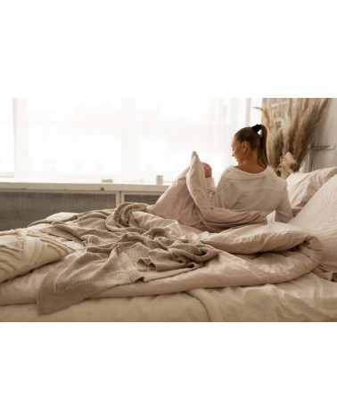 Pościel adamaszek 200x220 + 2x70x80 Geometria beżowa Matex