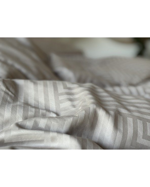 Pościel adamaszek 200x220 + 2x70x80 Geometria brązowa Matex