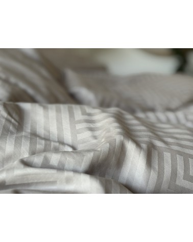 Pościel adamaszek 200x220 + 2x70x80 Geometria brązowa Matex