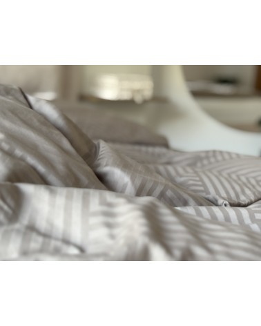 Pościel adamaszek 200x220 + 2x70x80 Geometria brązowa Matex