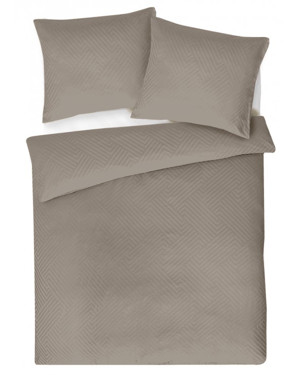 Pościel adamaszek 200x220 + 2x70x80 Geometria brązowa Matex