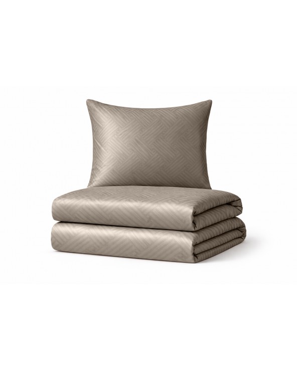 Pościel adamaszek 200x220 + 2x70x80 Geometria brązowa Matex