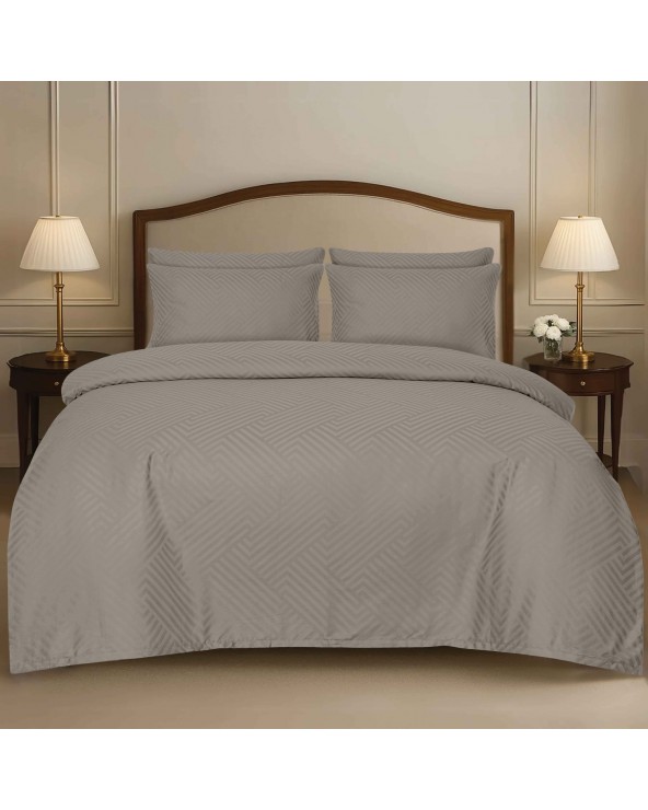 Pościel adamaszek 200x220 + 2x70x80 Geometria brązowa Matex