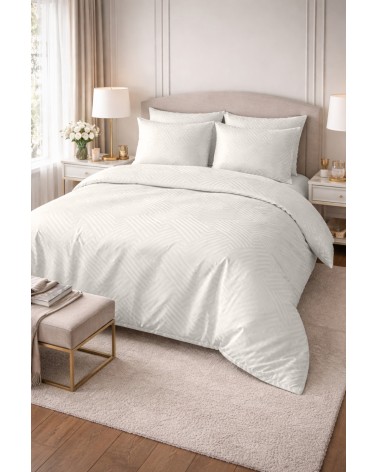 Pościel adamaszek 200x220 + 2x70x80 Geometria szara Matex