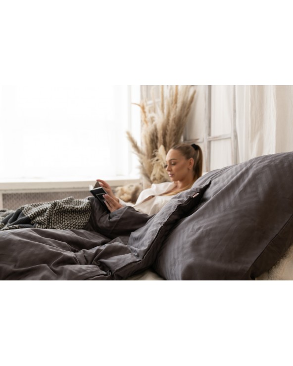 Pościel adamaszek 200x220 + 2x70x80 Geometria grafitowa Matex