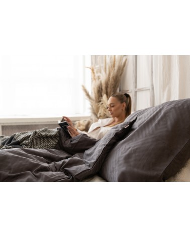 Pościel adamaszek 200x220 + 2x70x80 Geometria grafitowa Matex