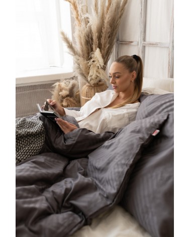 Pościel adamaszek 200x220 + 2x70x80 Geometria grafitowa Matex