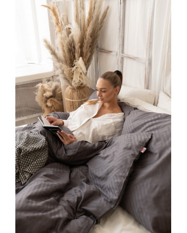 Pościel adamaszek 200x220 + 2x70x80 Geometria grafitowa Matex