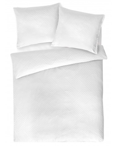 Pościel adamaszek 160x200 + 2x70x80 Geometria biała Matex