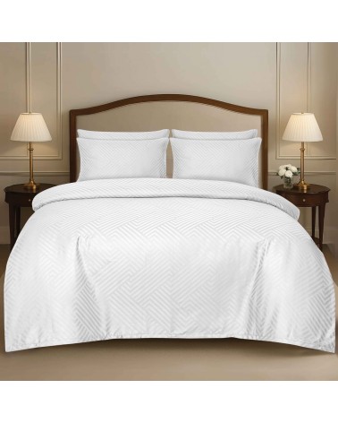 Pościel adamaszek 160x200 + 2x70x80 Geometria biała Matex