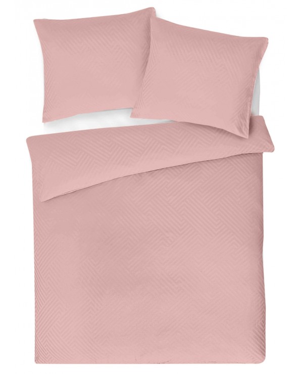 Pościel adamaszek 160x200 + 2x70x80 Geometria różowa Matex