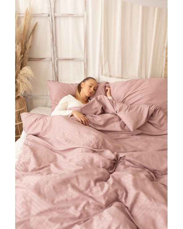 Pościel adamaszek 160x200 + 2x70x80 Geometria różowa Matex