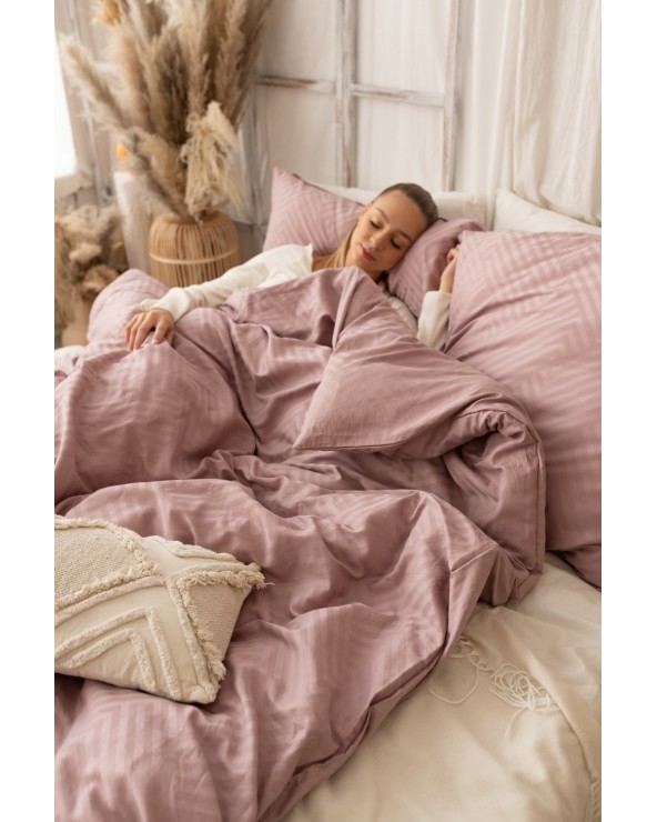 Pościel adamaszek 160x200 + 2x70x80 Geometria różowa Matex