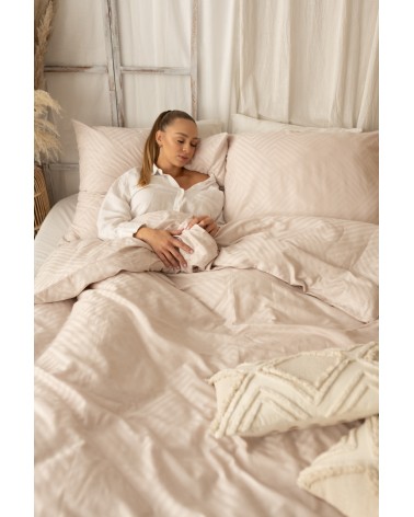 Pościel adamaszek 160x200 + 2x70x80 Geometria beżowa Matex