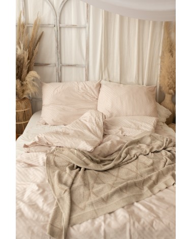 Pościel adamaszek 160x200 + 2x70x80 Geometria beżowa Matex