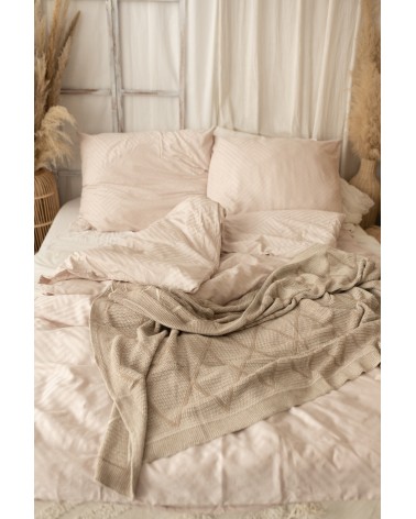 Pościel adamaszek 160x200 + 2x70x80 Geometria beżowa Matex