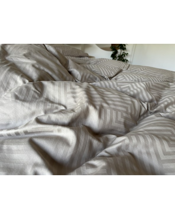 Pościel adamaszek 160x200 + 2x70x80 Geometria brązowa Matex