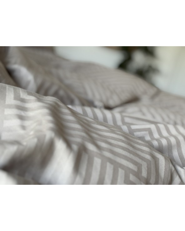 Pościel adamaszek 160x200 + 2x70x80 Geometria brązowa Matex