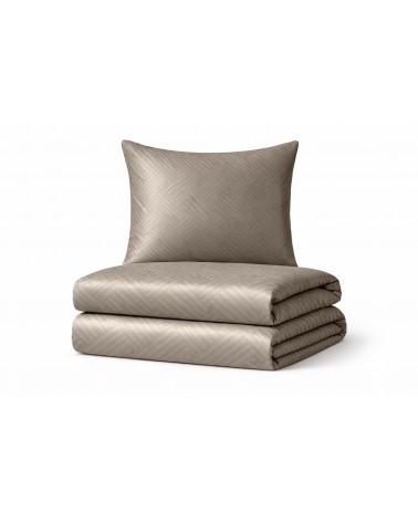 Pościel adamaszek 160x200 + 2x70x80 Geometria brązowa Matex