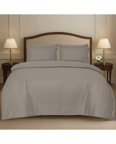 Pościel adamaszek 160x200 + 2x70x80 Geometria brązowa Matex