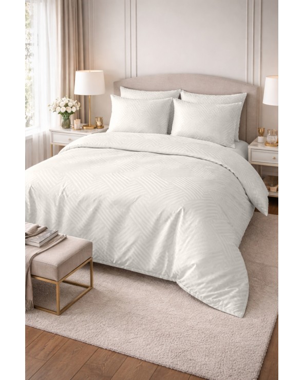 Pościel adamaszek 160x200 + 2x70x80 Geometria szara Matex