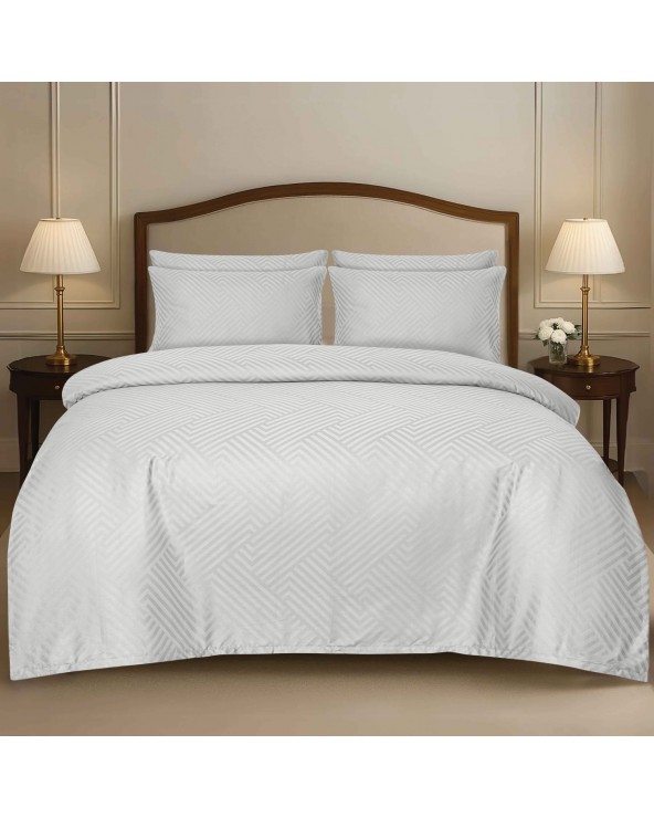 Pościel adamaszek 160x200 + 2x70x80 Geometria szara Matex