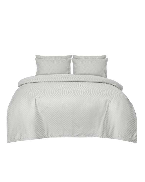 Pościel adamaszek 160x200 + 2x70x80 Geometria szara Matex