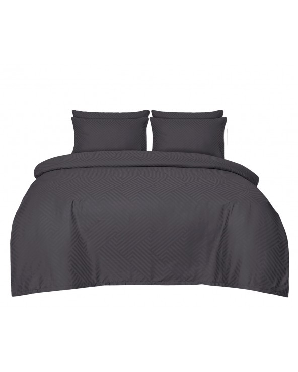 Pościel adamaszek 160x200 + 2x70x80 Geometria grafitowa Matex