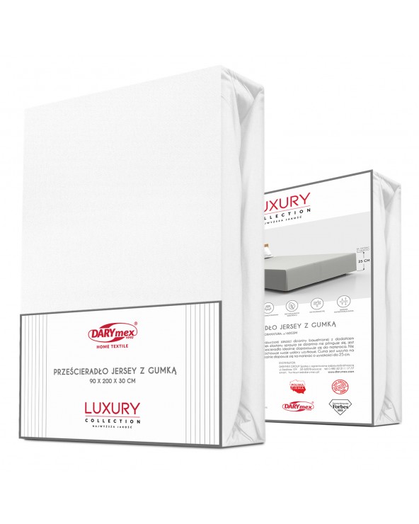 Prześcieradło wysokie elastan 160x200x30 z gumką białe Darymex