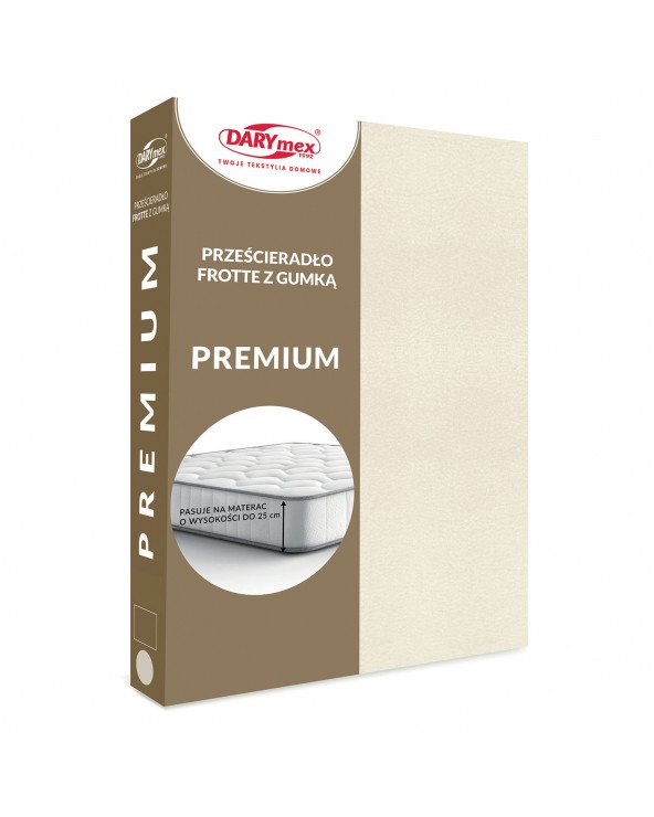 Prześcieradło bawełna frotte Premium 160x200x20 z gumką jasnobeżowe Darymex