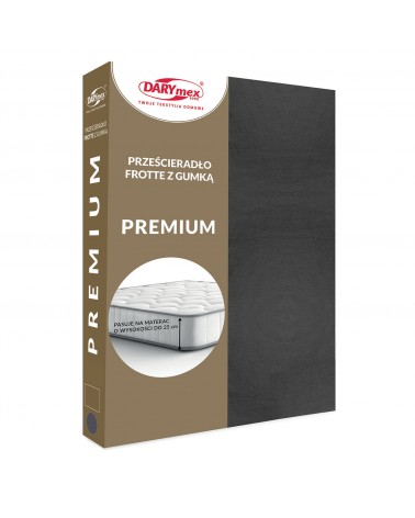Prześcieradło bawełna frotte Premium 120x200x20 z gumką antracytowe Darymex