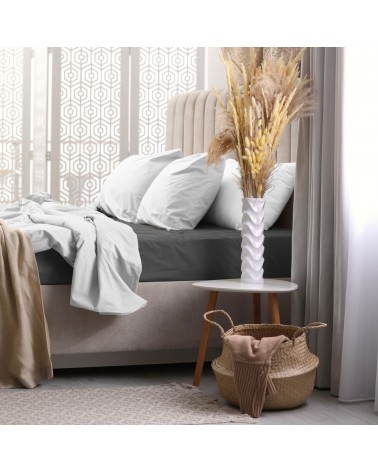 Prześcieradło bawełna frotte Premium 160x200x20 z gumką antracytowe Darymex