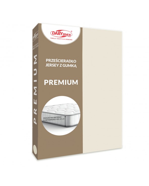 Prześcieradło bawełna jersey Premium 160x200x20 z gumką jasnobeżowe Darymex
