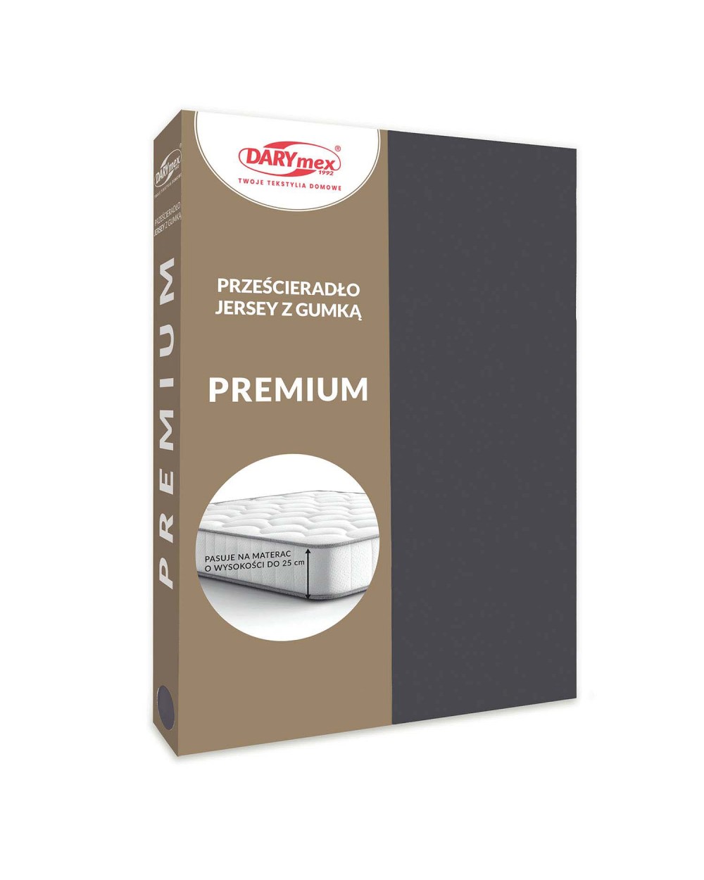 Prześcieradło bawełna jersey Premium 140x200x20 z gumką antracytowe Darymex