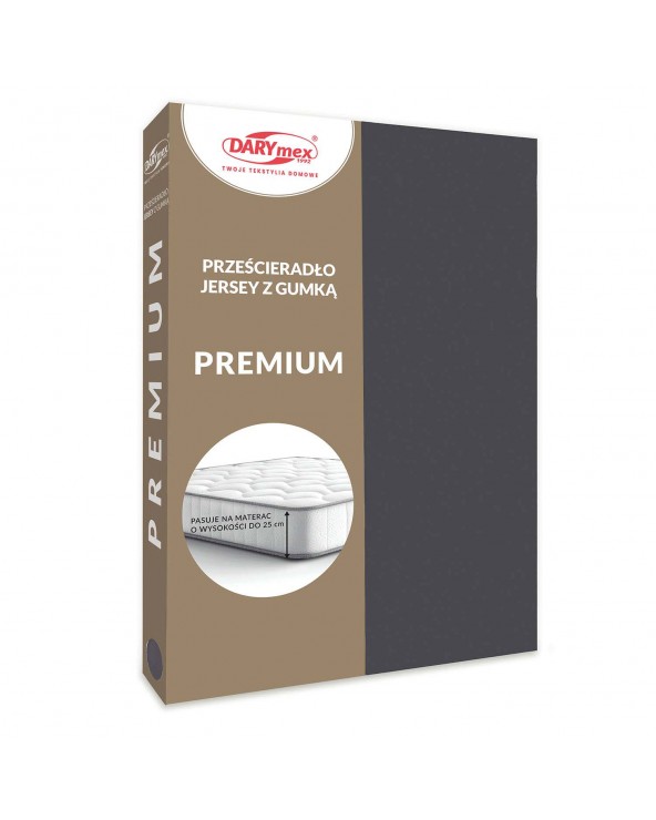 Prześcieradło bawełna jersey Premium 160x200x20 z gumką antracytowe Darymex