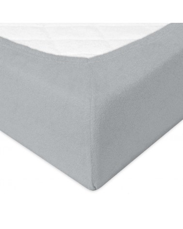 Wysokie prześcieradło bawełna frotte 120x200x30 z gumką popielate Premium Matex
