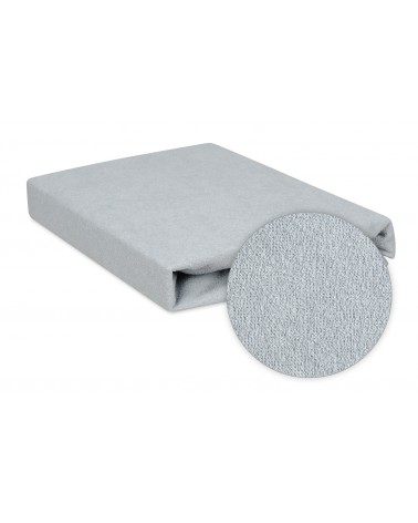 Wysokie prześcieradło bawełna frotte 160x200x30 z gumką popielate Premium Matex