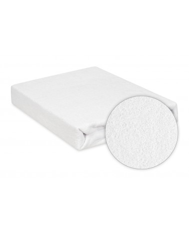Wysokie prześcieradło bawełna frotte 180x200x30 z gumką białe Premium Matex
