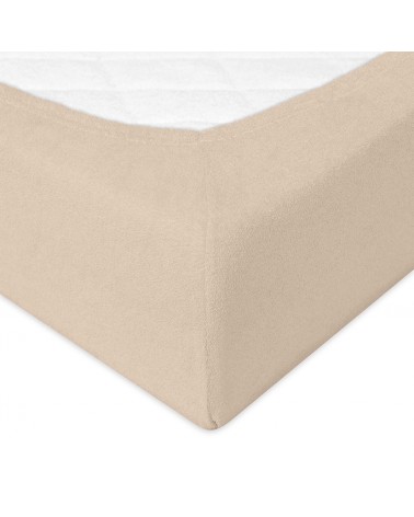 Wysokie prześcieradło bawełna frotte 180x200x30 z gumką beżowe Premium Matex