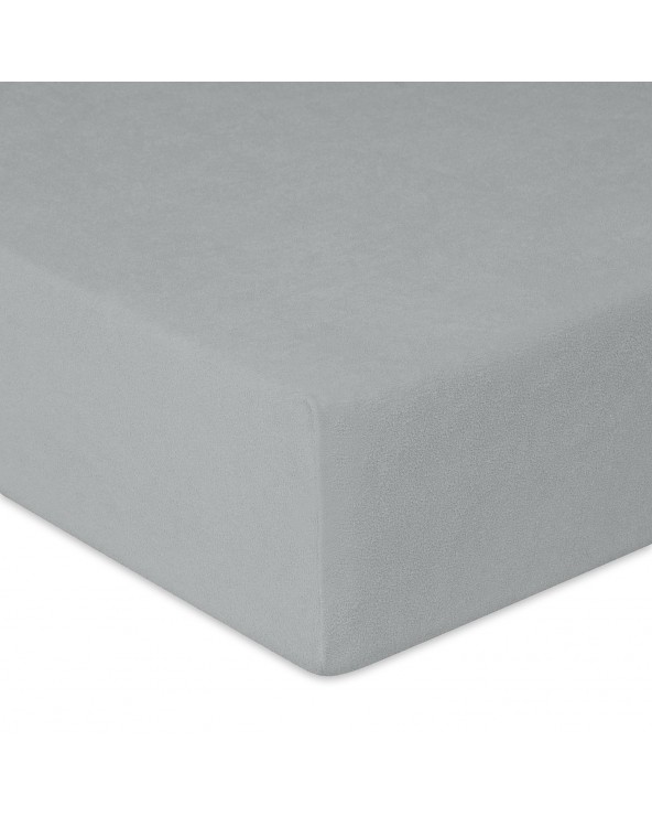 Wysokie prześcieradło bawełna frotte 180x200x30 z gumką popielate Premium Matex