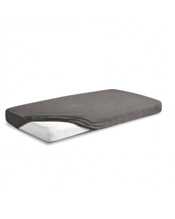 Wysokie prześcieradło bawełna frotte 180x200x30 z gumką antracytowe Premium Matex