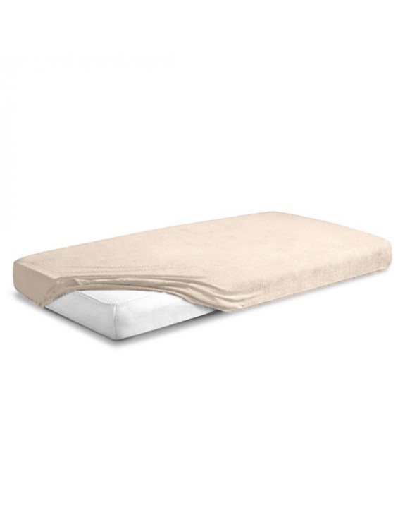 Wysokie prześcieradło bawełna frotte 200x220x30 z gumką cappuccino Premium Matex