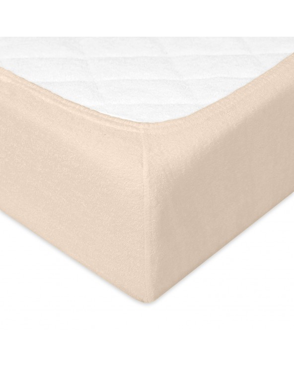 Wysokie prześcieradło bawełna frotte 200x220x30 z gumką cappuccino Premium Matex