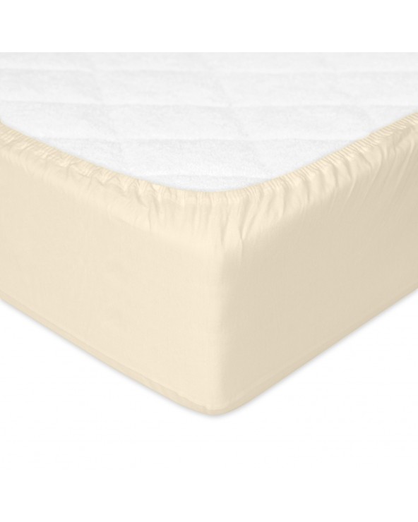 Wysokie prześcieradło bawełna jersey 120x200x30 z gumką kremowe Premium Matex