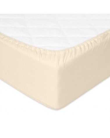 Wysokie prześcieradło bawełna jersey 120x200x30 z gumką kremowe Premium Matex