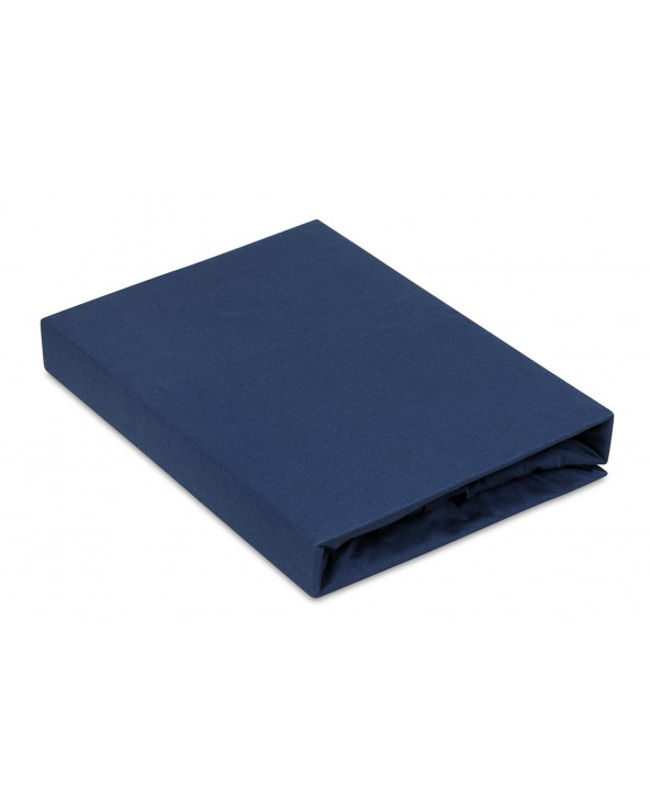 Prześcieradło bawełna jersey 140x200x20 z gumką granatowe Premium Matex