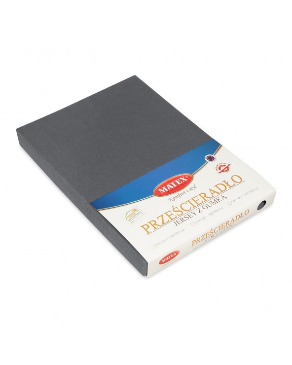 Prześcieradło bawełna jersey 160x200x20 z gumką antracytowe Premium Matex