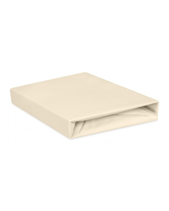 Wysokie prześcieradło bawełna jersey 160x200x30 z gumką kremowe Premium Matex