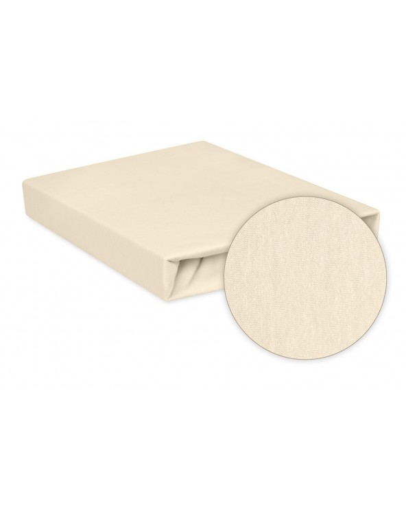 Wysokie prześcieradło bawełna jersey 160x200x30 z gumką kremowe Premium Matex